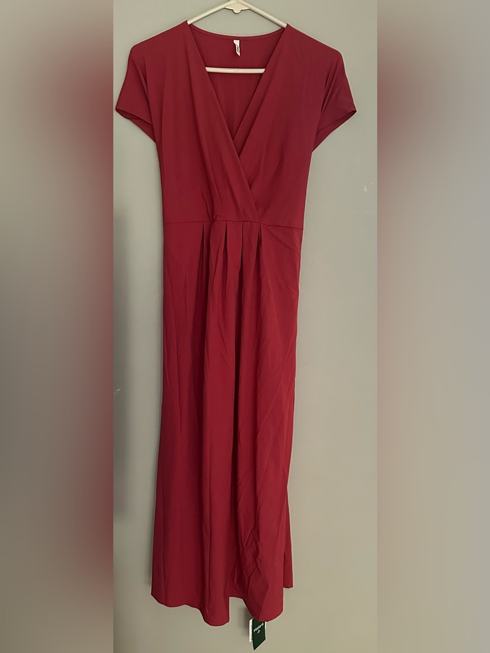 HALARA size LARGE, RED faux Wrap-Style Maxi Dress